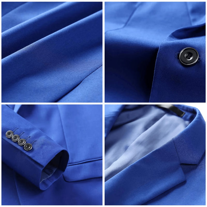 Mens Business Suit Set Regular Fit Formal Tuxedo Jacket and Trousers