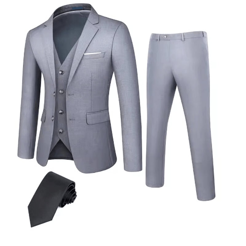 Mens Business Suit Set Regular Fit Formal Tuxedo Jacket and Trousers