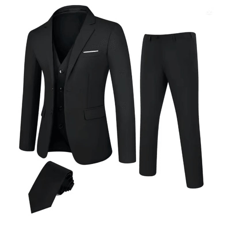 Mens Business Suit Set Regular Fit Formal Tuxedo Jacket and Trousers