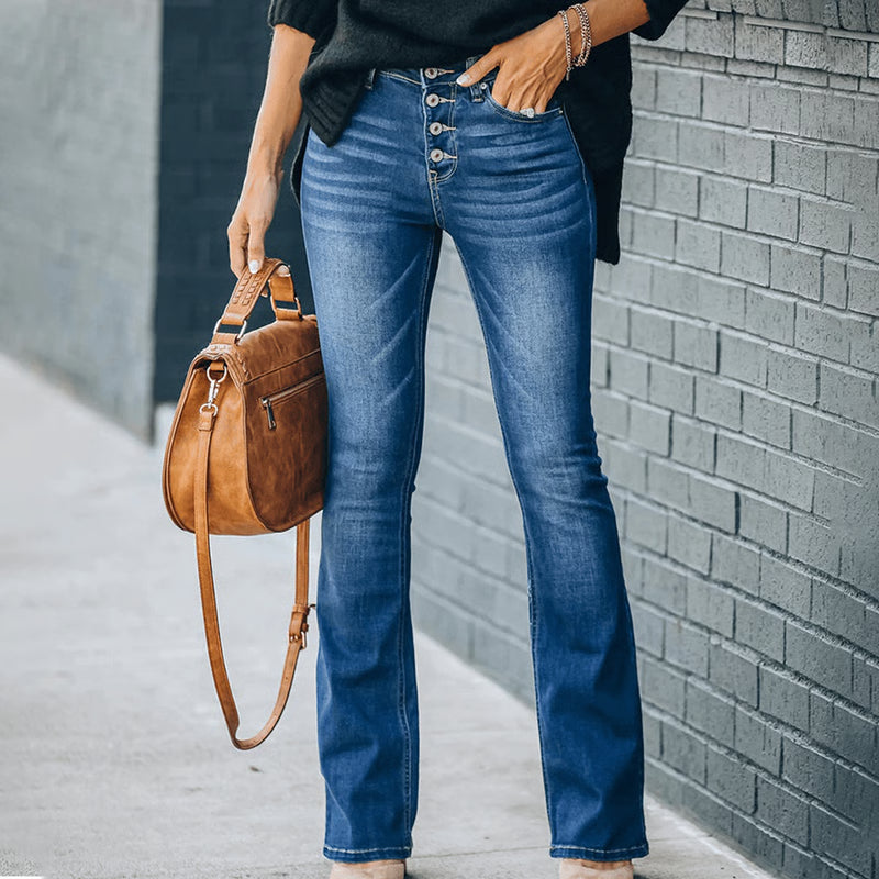 90s Vintage Button Fly High Waist Flare Leg Jeans